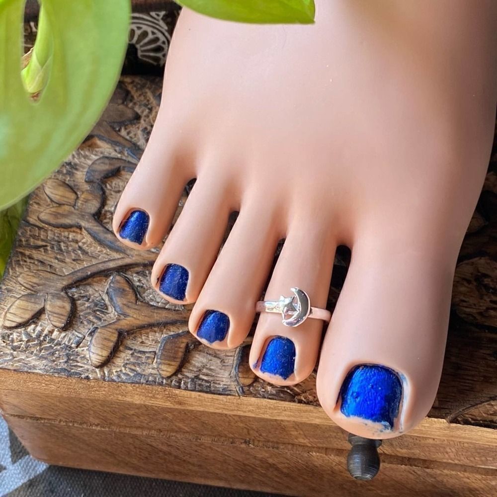 Moon And Star Sterling Silver Toe Ring Midi Ring